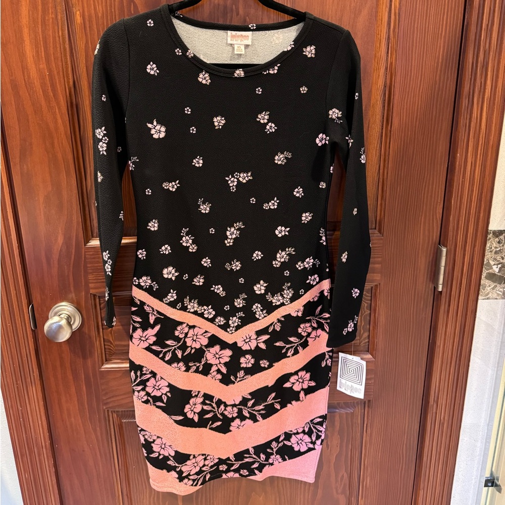 Brand New LuLaRoe Black/Pink/Gold Debbie Dress
